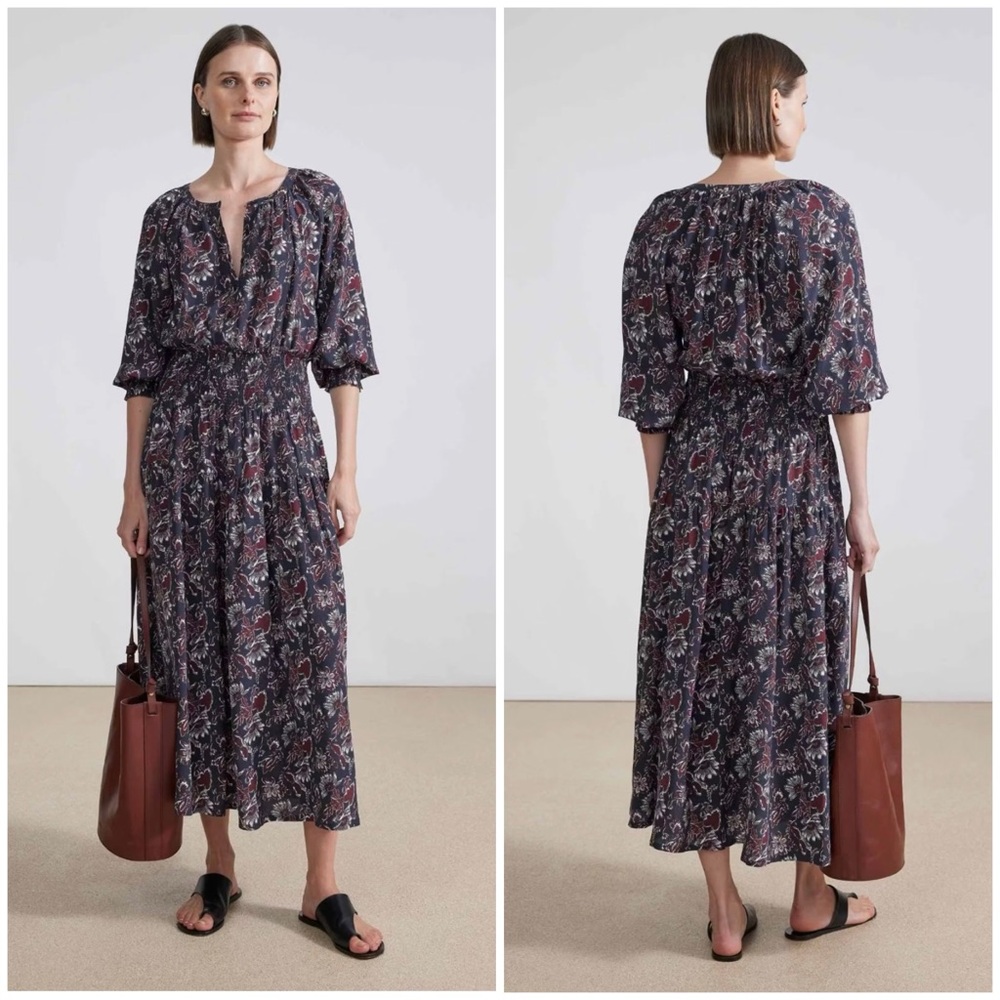 Apiece Apart Tuckernuck La Ventura Maxi Dress Dutch Floral Dark Silk Sz XS